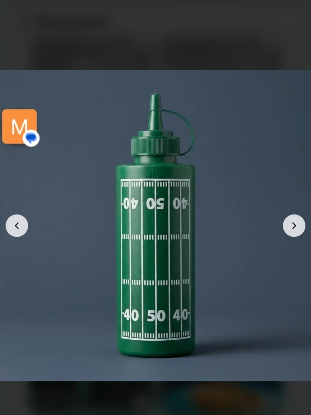 Green Football Field Themed Condiment Squeeze Bottle